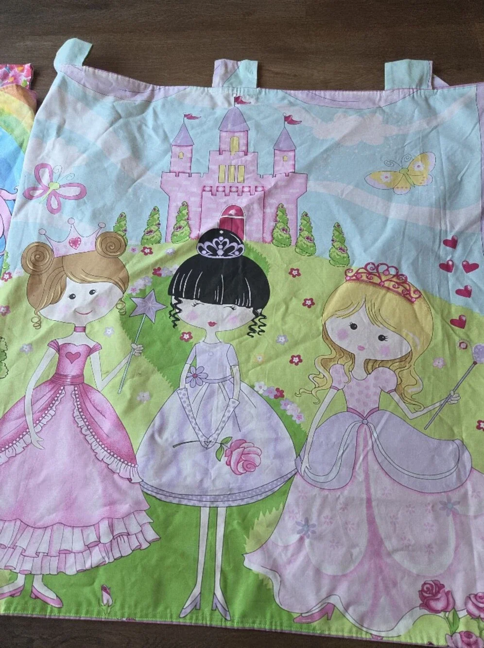 Set of 2 Hand Made Princess Castle Unicorn Pink & Purple Girls Bedroom Curtains